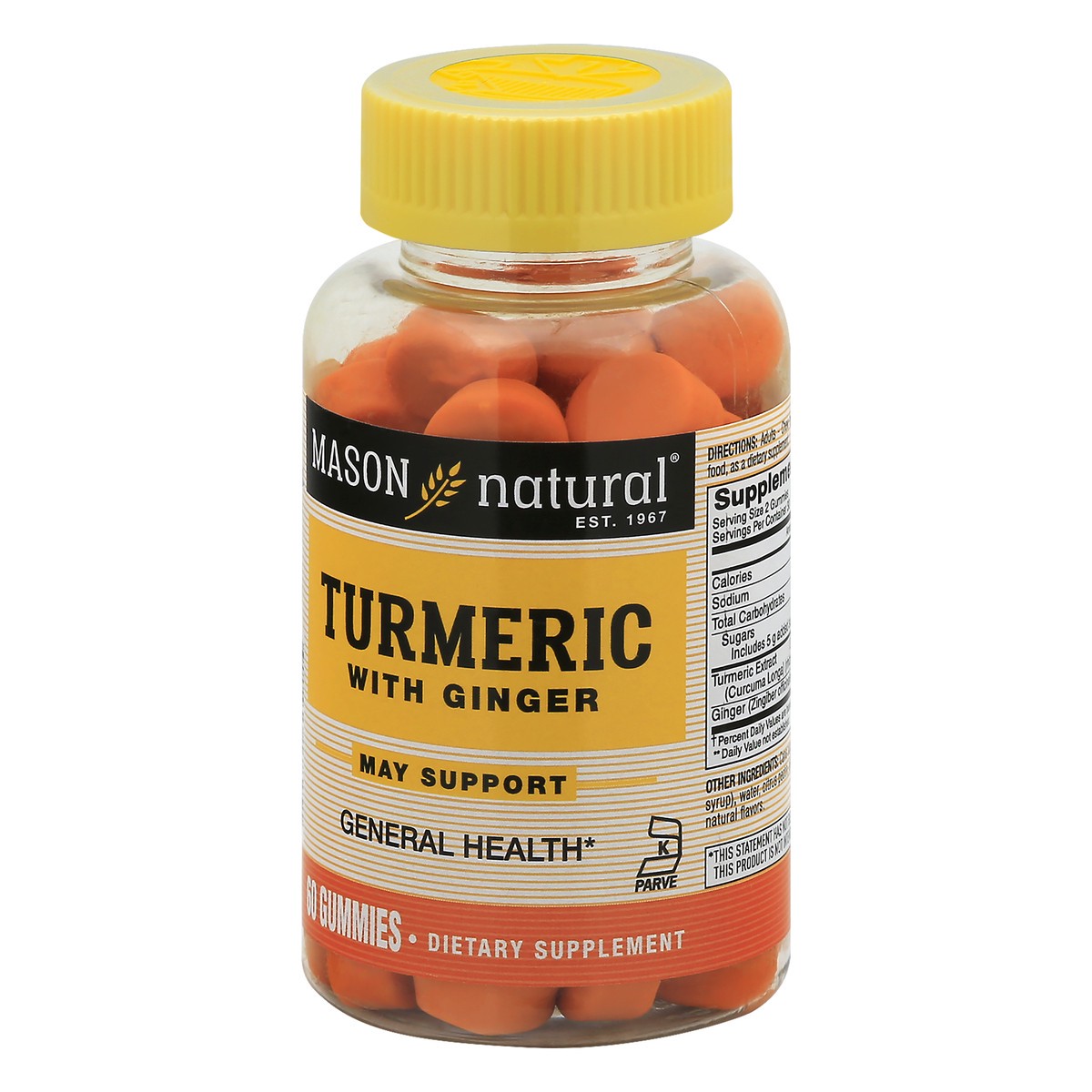 slide 6 of 9, Mason Natural Turmeric with Ginger - Healthy Inflammatory Response, Natural Joint Support, Gelatin Free, Kosher, Tropical Fruit Flavor, 60 Gummies, 60 ct