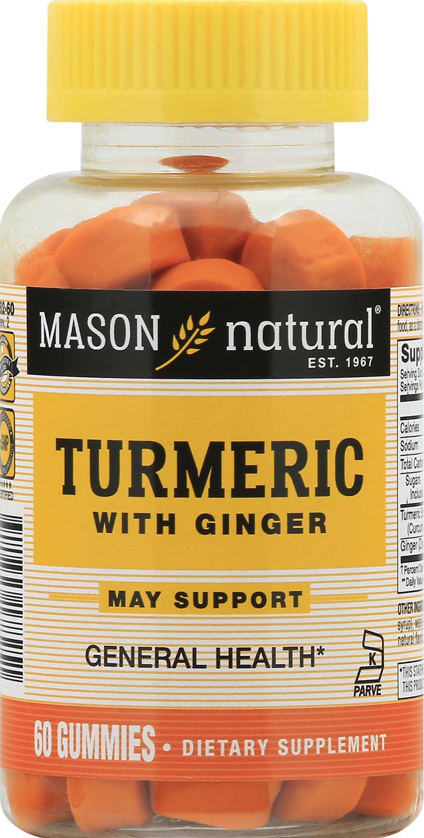 slide 9 of 9, Mason Natural Turmeric with Ginger - Healthy Inflammatory Response, Natural Joint Support, Gelatin Free, Kosher, Tropical Fruit Flavor, 60 Gummies, 60 ct