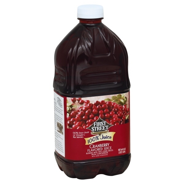 slide 1 of 1, First Street 100% Cranberry Juice - 64 oz, 64 oz