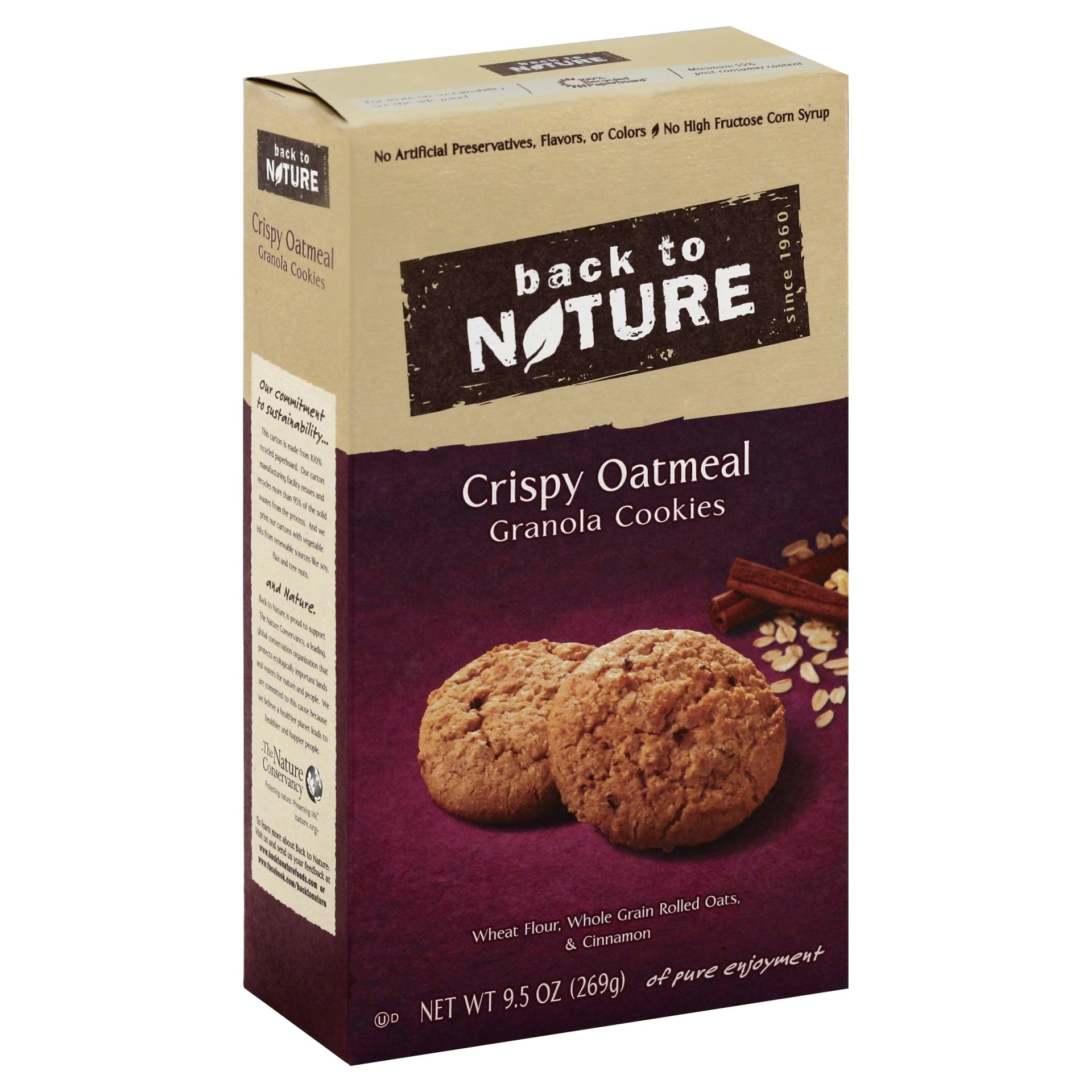 slide 1 of 4, Back to Nature Crispy Oatmeal Granola Cookies, 9.5 oz