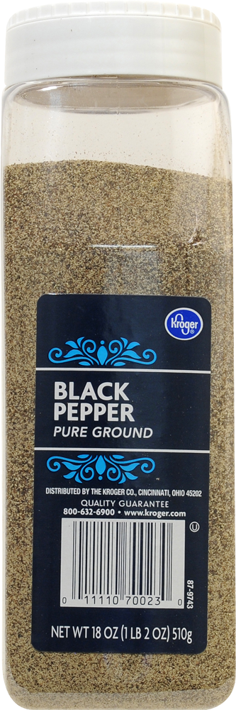 slide 1 of 1, Kroger Pure Ground Black Pepper, 18 oz