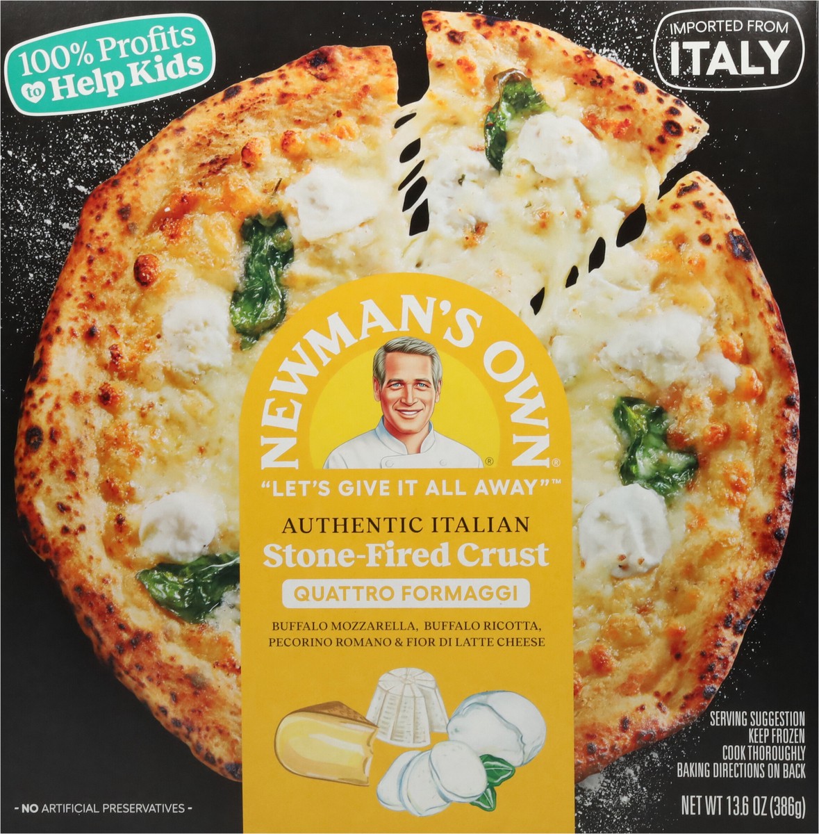 slide 12 of 14, Newman's Own Stone-Fired Crust Quattro Formaggi Pizza 13.6 oz, 13.6 oz