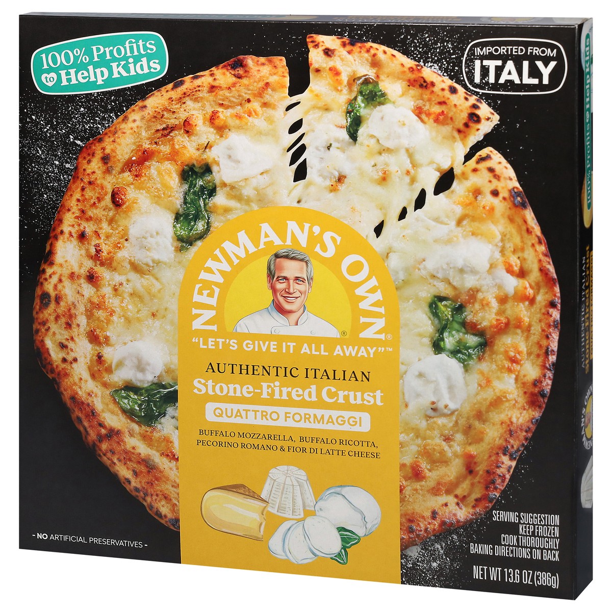 slide 5 of 14, Newman's Own Stone-Fired Crust Quattro Formaggi Pizza 13.6 oz, 13.6 oz