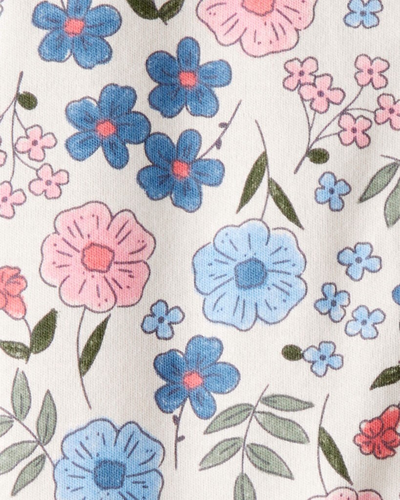 slide 3 of 3, Carter's Baby Girl Floral 100% Cotton Long-Sleeve Snug Fit Sleep & Play Pajamas White 3M, 1 ct