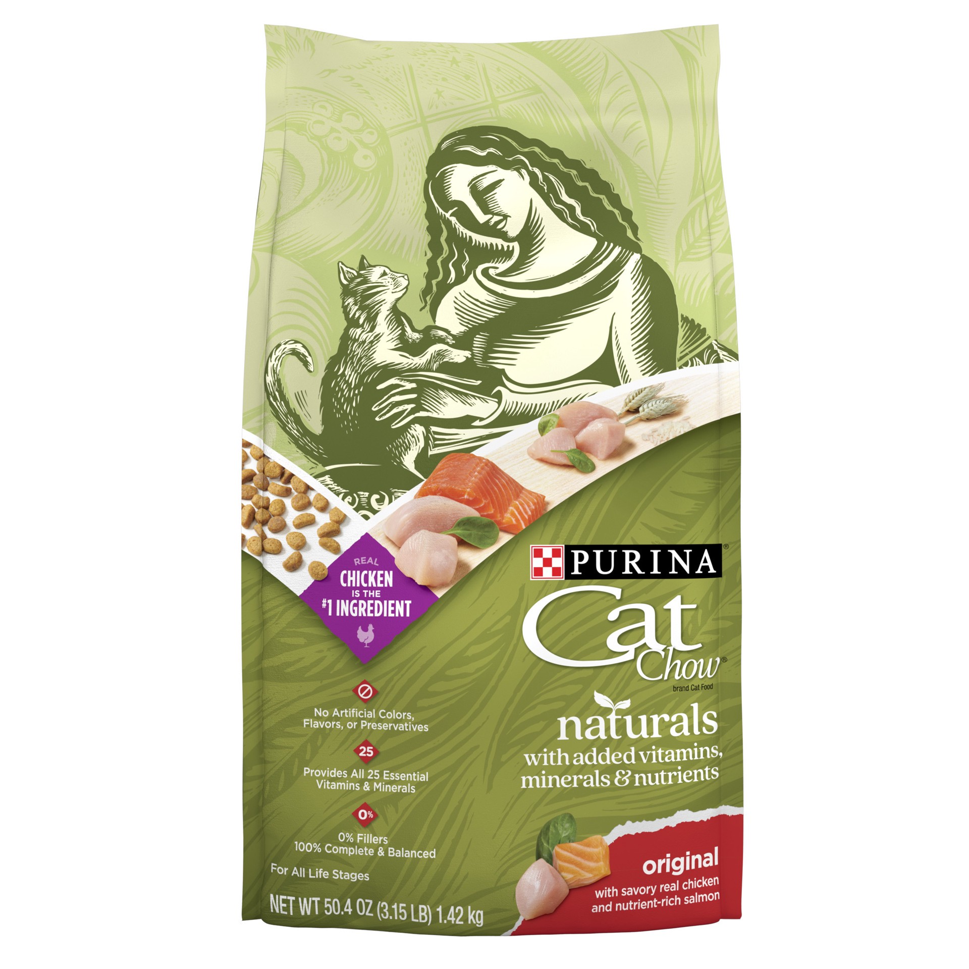 slide 1 of 9, Cat Chow Purina Cat Chow Naturals With Added Vitamins, Minerals and Nutrients Dry Cat Food, Naturals Original, 3.15 lb