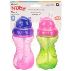 Nuby Flip-It Soft Straw Cup, 2 ct