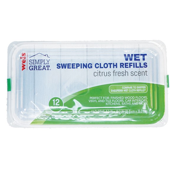 slide 1 of 1, Wet Mopping Cloths, 12 ct