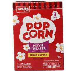 Weis Quality Movie Theater Butter Flavor Microwave Popcorn