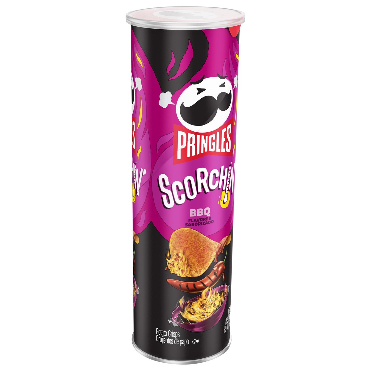 slide 3 of 6, Pringles Scorchin' Potato Crisps Chips, Spicy Snacks, On-the-Go Snacks, BBQ, 5.5oz Can, 1 Can, 5.5 oz