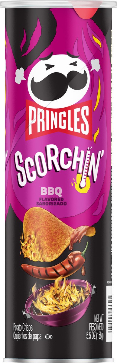 slide 6 of 6, Pringles Scorchin' Potato Crisps Chips, Spicy Snacks, On-the-Go Snacks, BBQ, 5.5oz Can, 1 Can, 5.5 oz