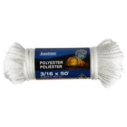 KingCord 3/16 in x 50 ft Smooth Braid Polyester Rope, White