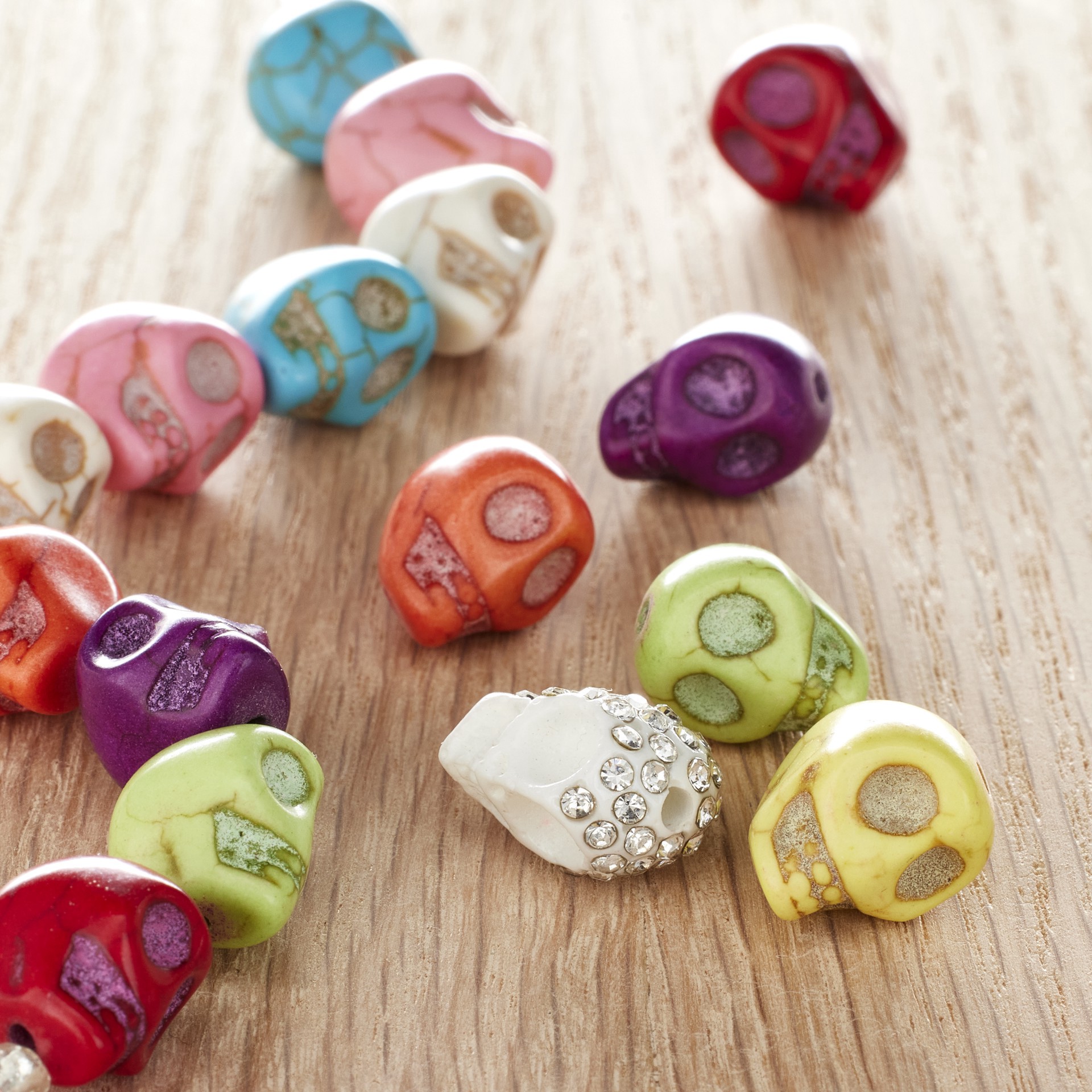 slide 2 of 3, Multicolor Howlite Skull Beads, 12mm By Bead Landing, 12mm