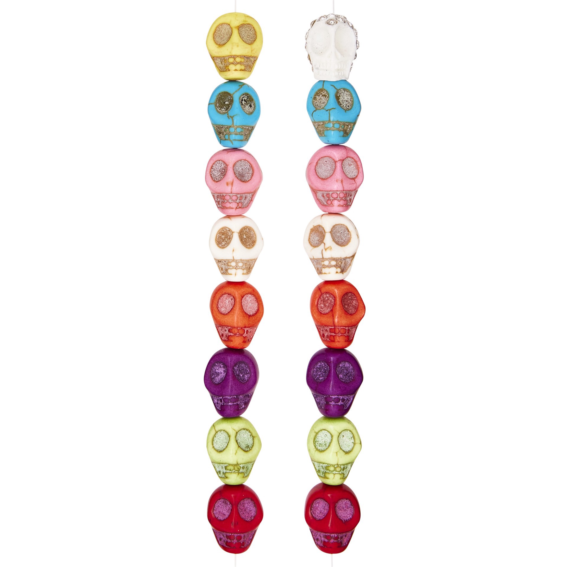 slide 3 of 3, Multicolor Howlite Skull Beads, 12mm By Bead Landing, 12mm