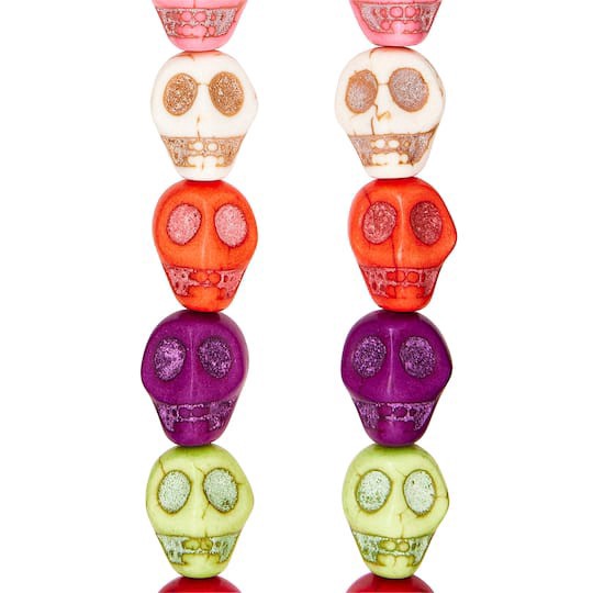 slide 1 of 3, Multicolor Howlite Skull Beads, 12mm By Bead Landing, 12mm