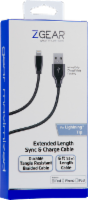 slide 1 of 1, Zgear Braided Lightning Cable - Black, 6 ft