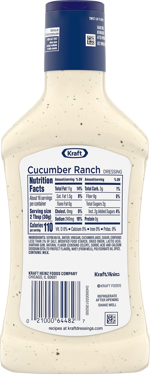 slide 6 of 9, Kraft Cucumber Ranch Salad Dressing, 16 fl oz Bottle, 16 fl oz