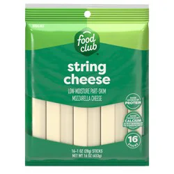 Food Club Low-Moisture Part-Skim Mozzarella String Cheese - 16 ea