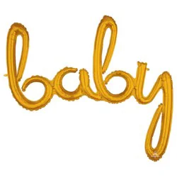 Anagram 39" x 33" Gold Script Baby Shaped Foil Balloon