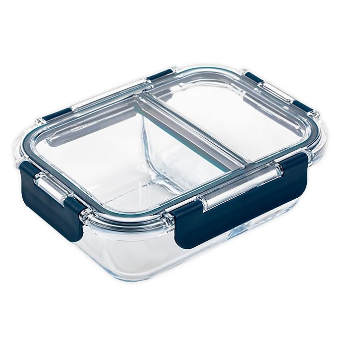 slide 1 of 1, Core Kitchen TruDivide Glass Food Storage Container - Navy, 1 ct