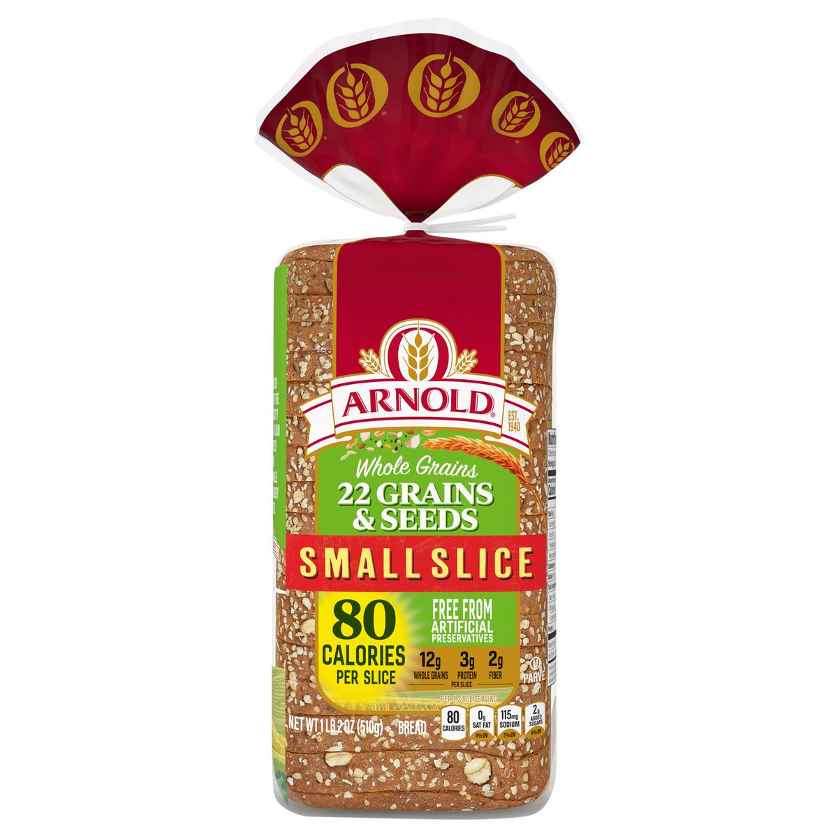 slide 1 of 14, Arnold Whole Grains 22 Grains & Seeds Bread, 18 oz, Multigrain Pre-sliced Multigrain Bread, Bag, 18 oz