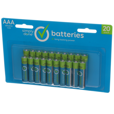 slide 1 of 1, Simply Done Alkaline AAA Batteries, 20 ct