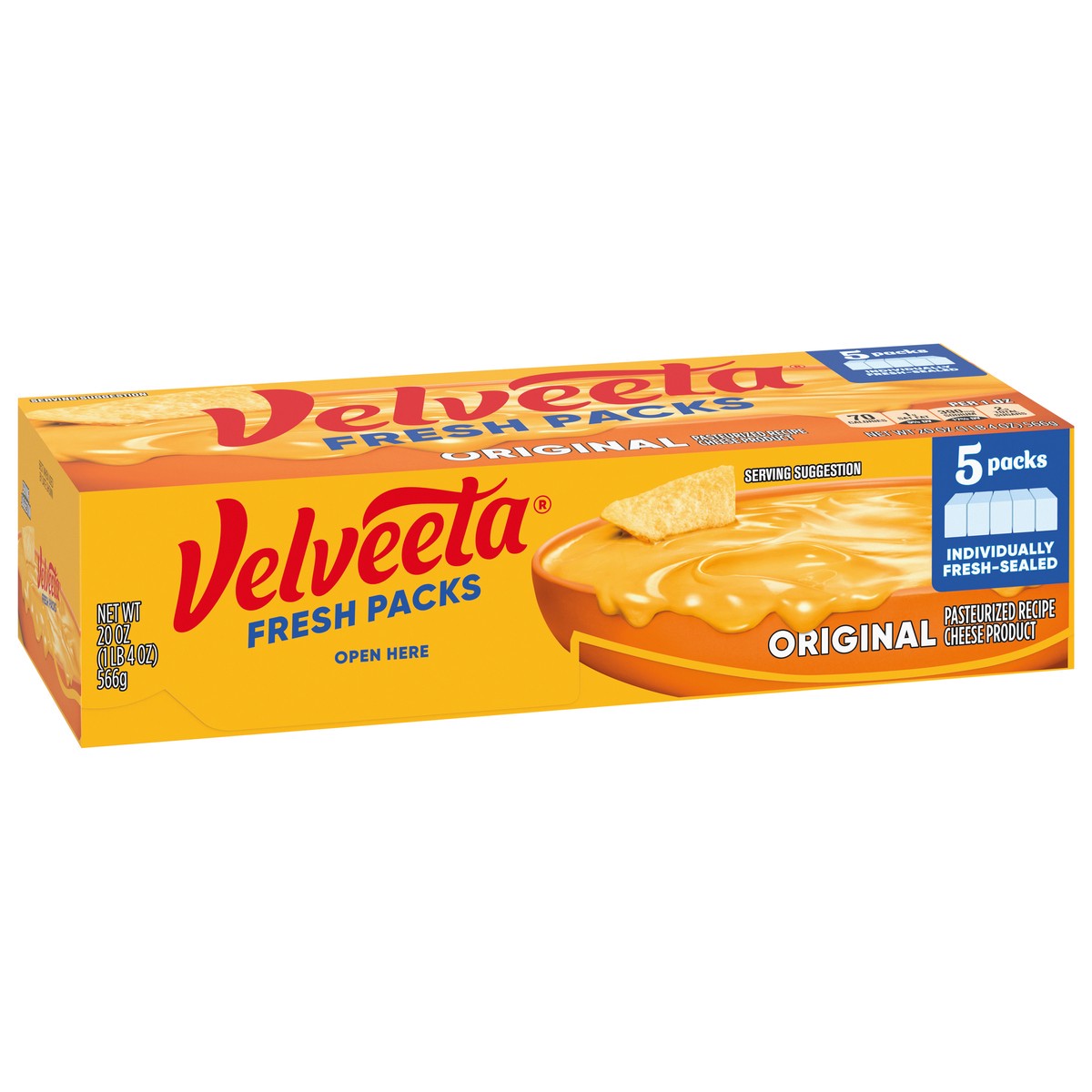 slide 3 of 9, Velveeta Fresh Packs Original Pasteurized Recipe Cheese Product Blocks, 5 ct Pack, 5 ct