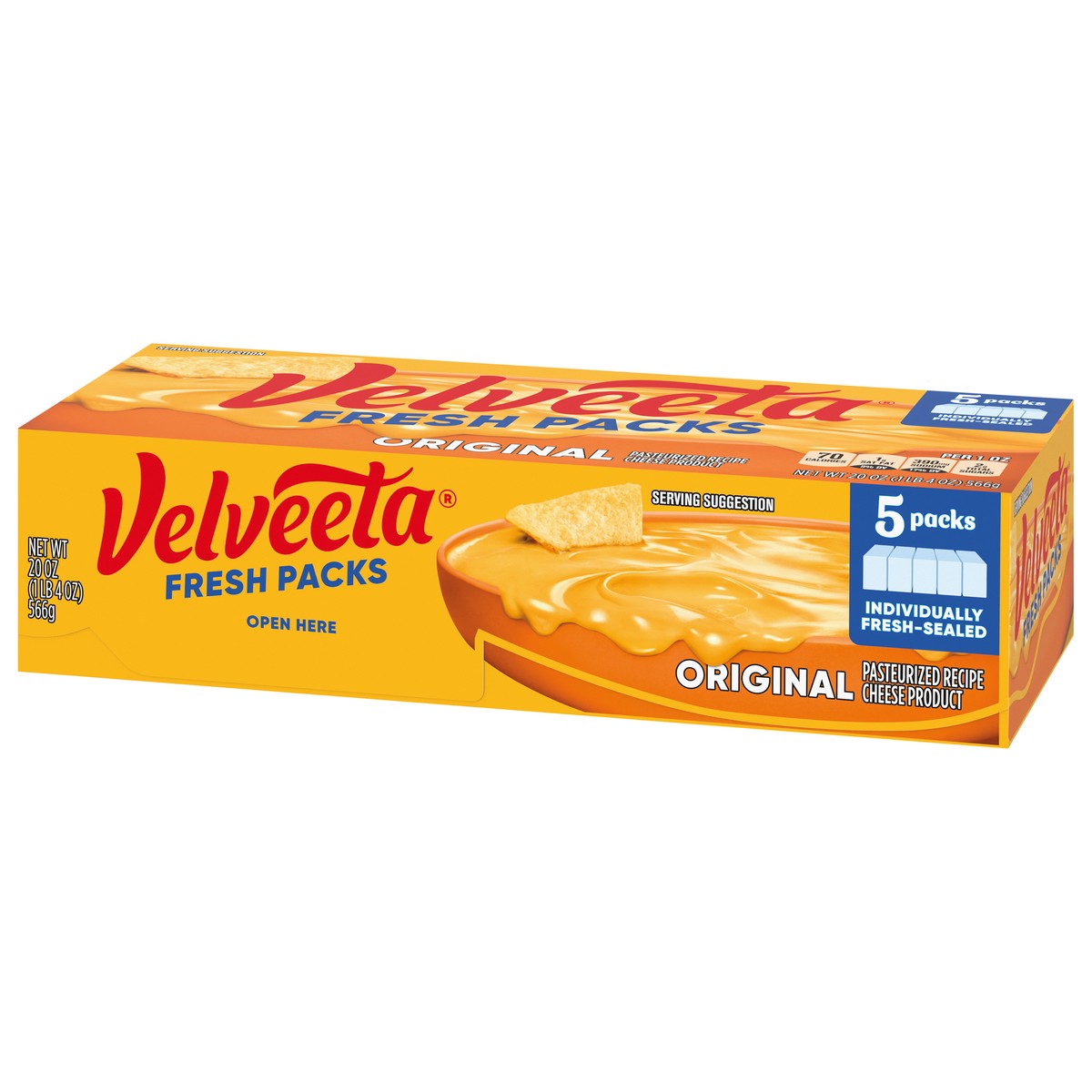 slide 4 of 9, Velveeta Fresh Packs Original Pasteurized Recipe Cheese Product Blocks, 5 ct Pack, 5 ct