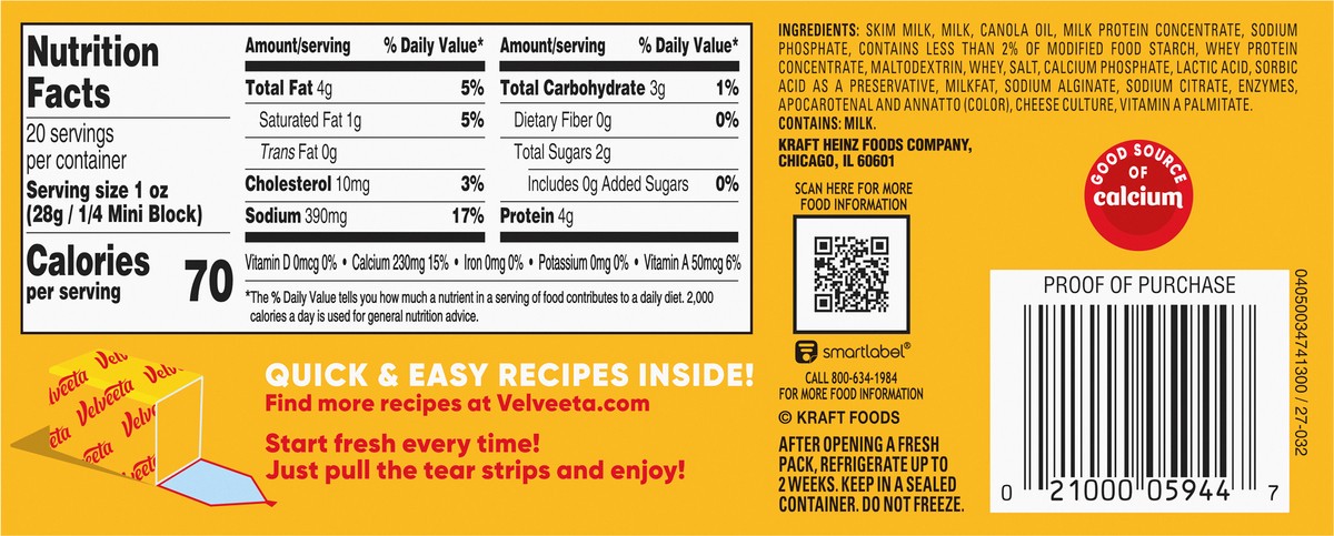 slide 9 of 9, Velveeta Fresh Packs Original Pasteurized Recipe Cheese Product Blocks, 5 ct Pack, 5 ct