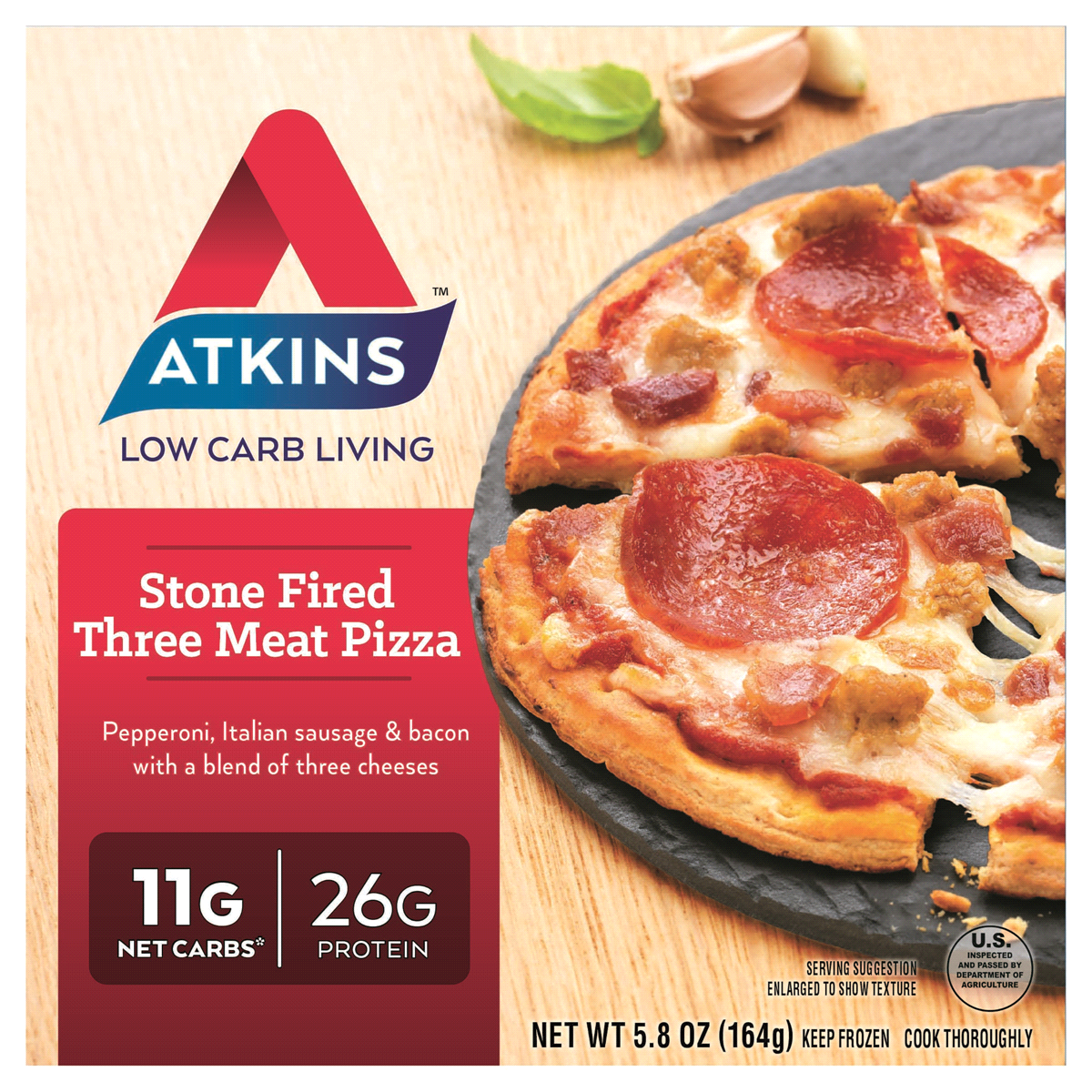 slide 1 of 8, Atkins Meat Lovers Pizza - 5.8 Oz, 5.8 oz