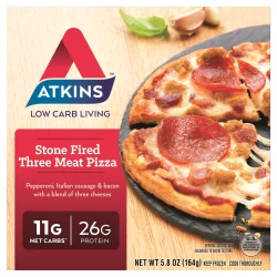 Atkins Stone Fired Three Meat Pizza