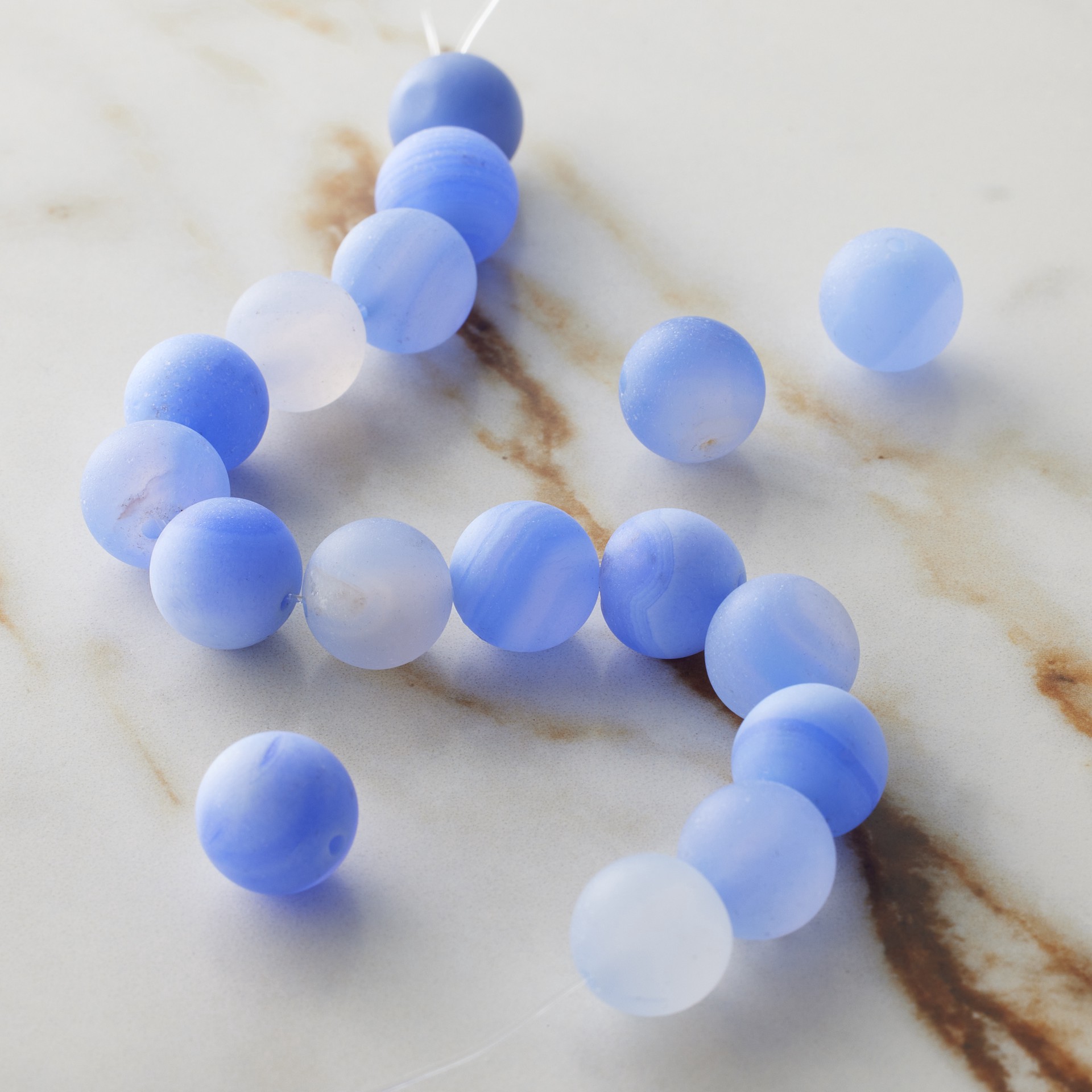 slide 2 of 3, Larimar Blue Matte Dyed Agate Round Beads, 9.5mm By Bead Landing, 9.5mm
