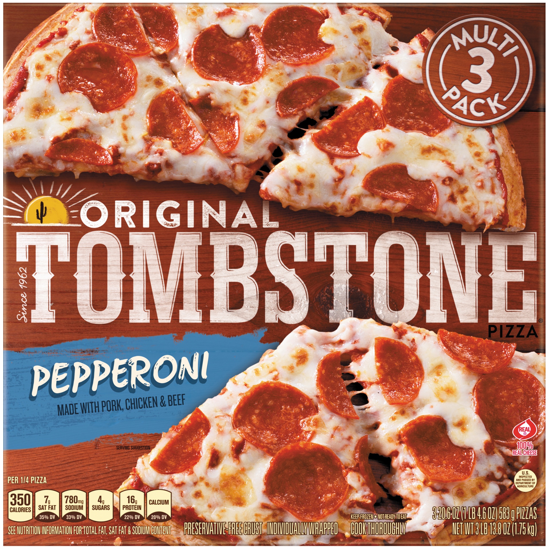 slide 1 of 1, Tombstone Original Pepperoni Pizza , 3 ct