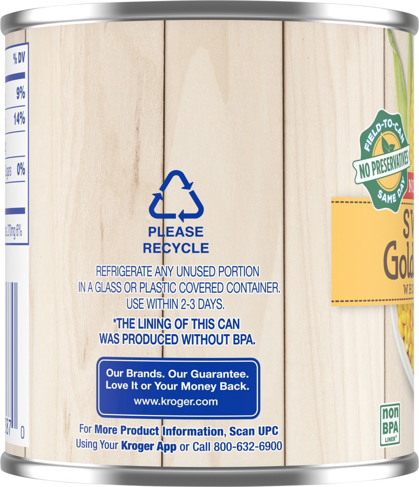slide 4 of 4, Kroger No Salt Added Whole Kernel Corn, 8.5 oz