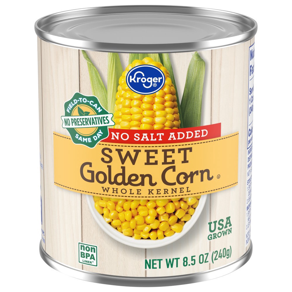 slide 1 of 4, Kroger No Salt Added Whole Kernel Corn, 8.5 oz