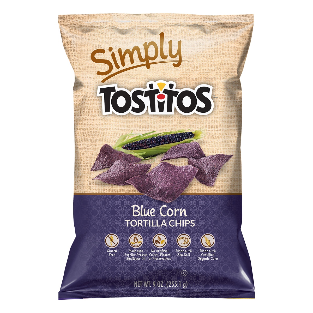 slide 1 of 5, Simply Tostitos Blue Corn Tortilla Chips, 9 oz