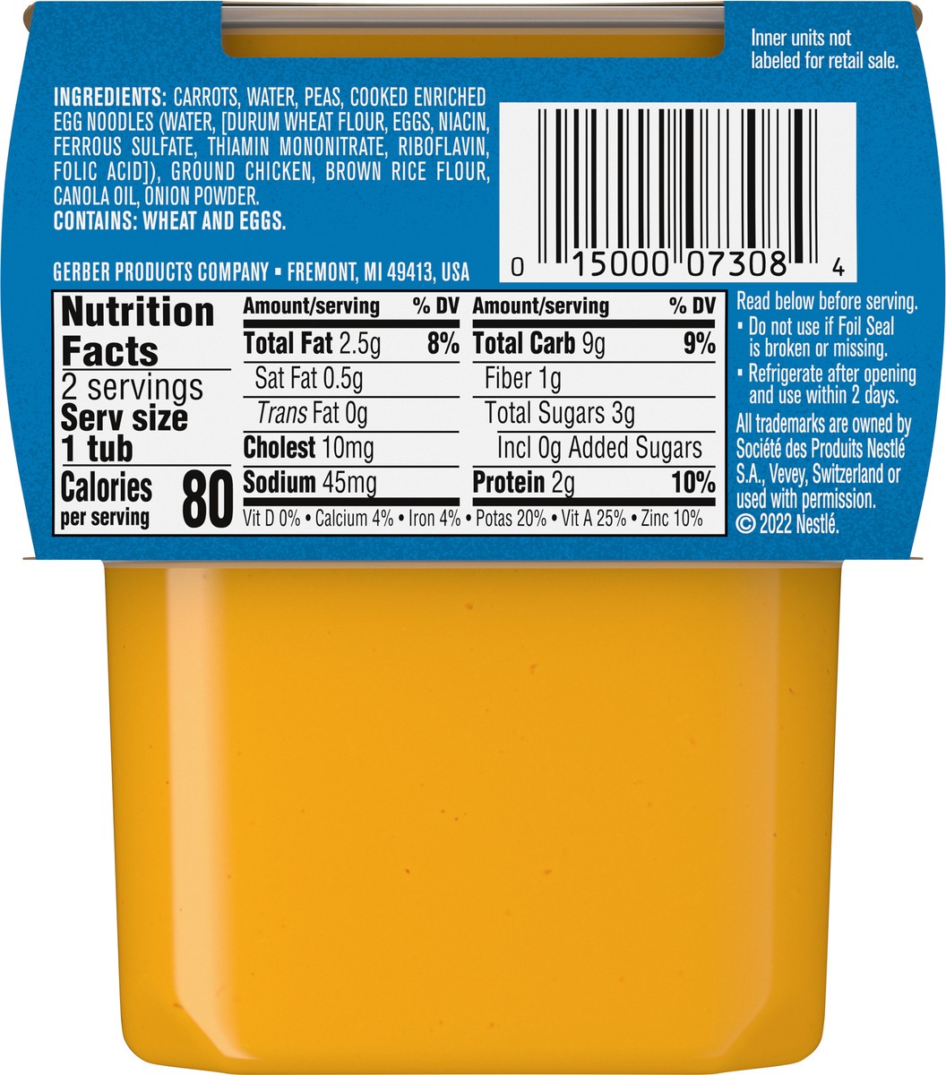 slide 2 of 9, Gerber Stage 2 Baby Food, Chicken Noodle Puree, 4 oz Tubs, 2 ct