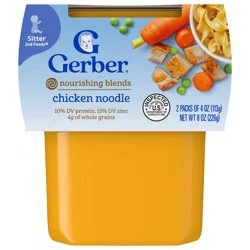 Gerber Stage 2 Baby Food, Chicken Noodle Puree, 4 oz Tubs