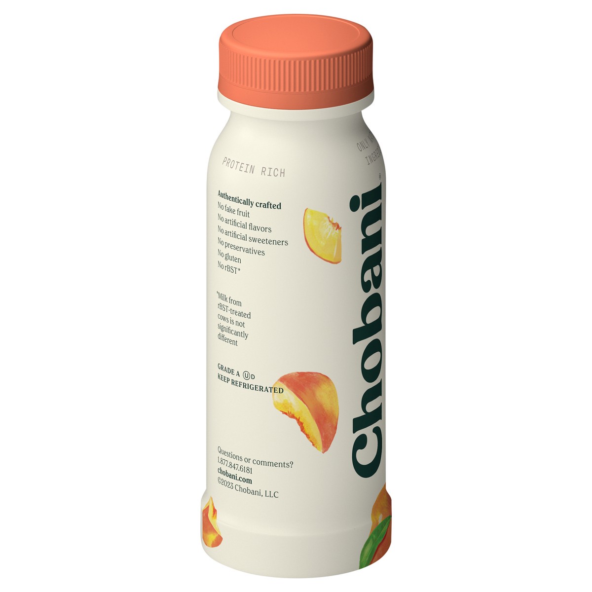 slide 2 of 9, Chobani Low-Fat Greek Yogurt Peach Drink 7oz, 7 fl oz