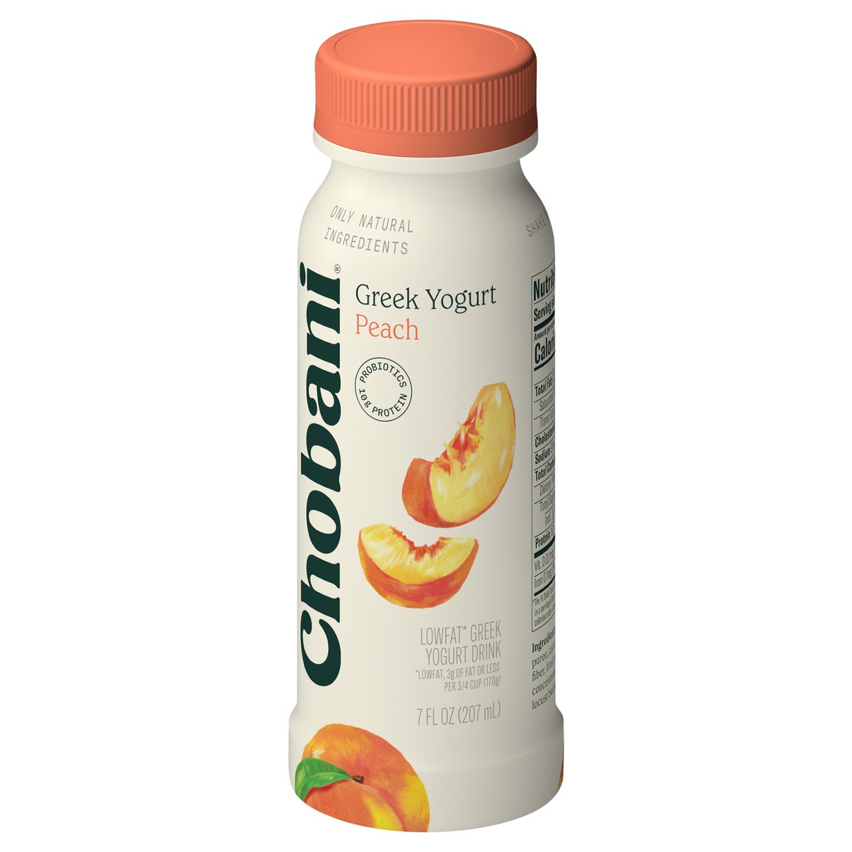 slide 3 of 9, Chobani Low-Fat Greek Yogurt Peach Drink 7oz, 7 fl oz