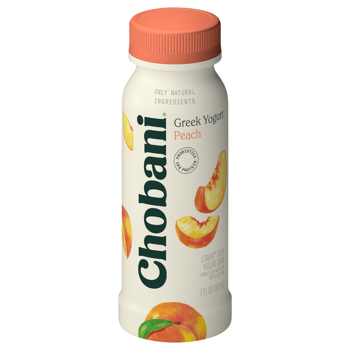 slide 1 of 9, Chobani Low-Fat Peach Greek Yogurt Drink 7 fl oz, 7 fl oz