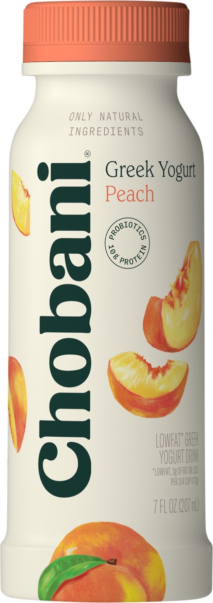 slide 6 of 9, Chobani Low-Fat Greek Yogurt Peach Drink 7oz, 7 fl oz