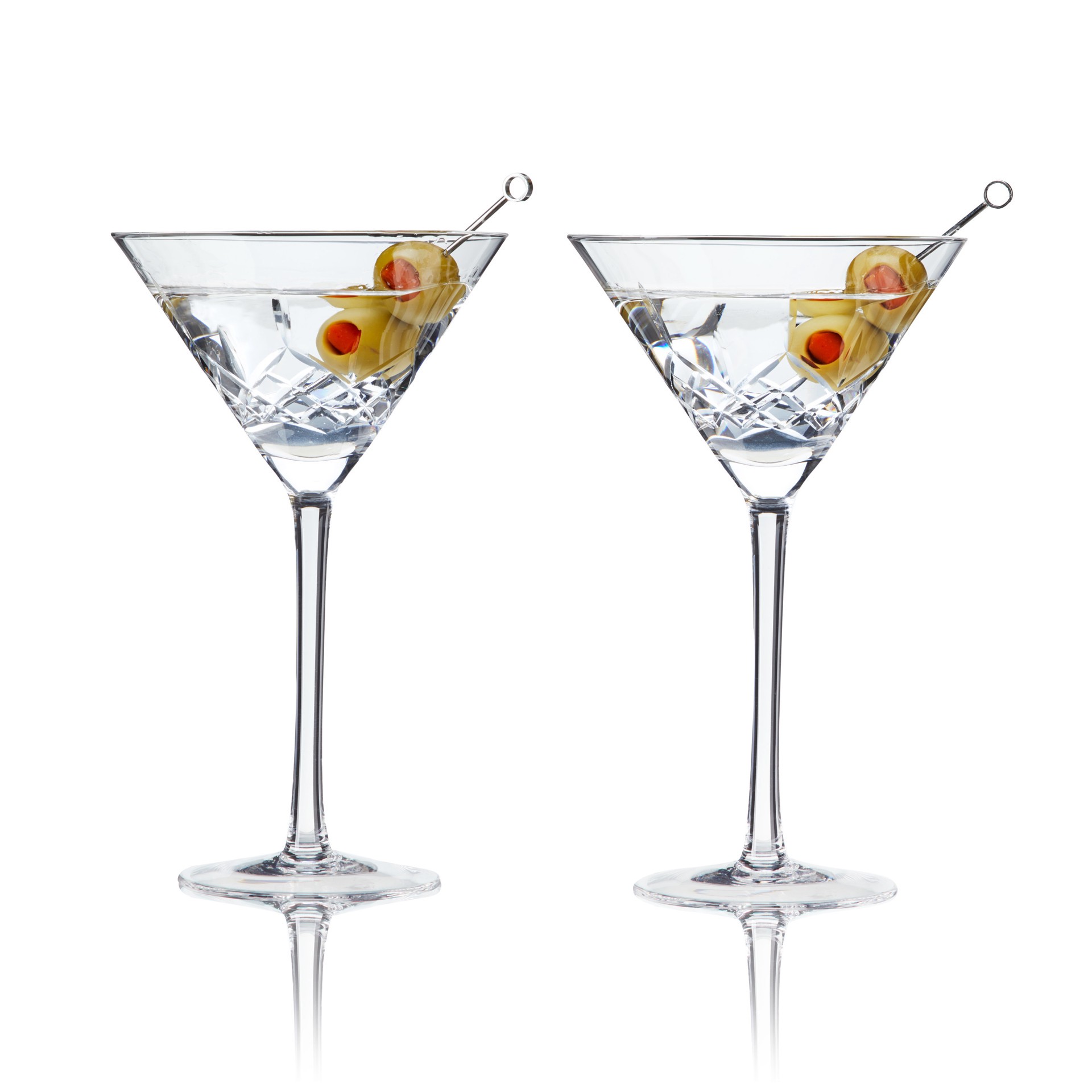 slide 1 of 5, Viski Admiral Etched Martini Glasses, Set of 2 9 oz Cocktail Coupes, Lead-Free Crystal Glassware, 2 ct