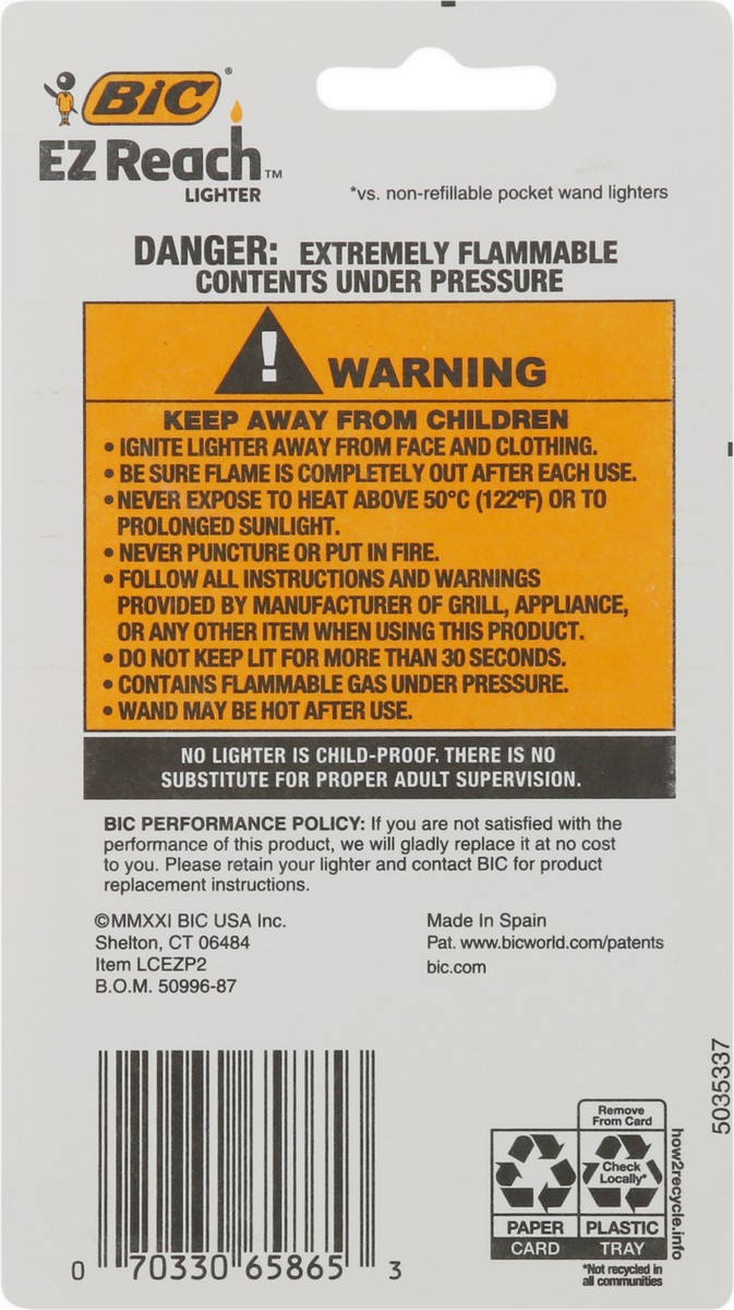 slide 5 of 9, BIC EZ Reach Lighter 2 ea, 1 ct