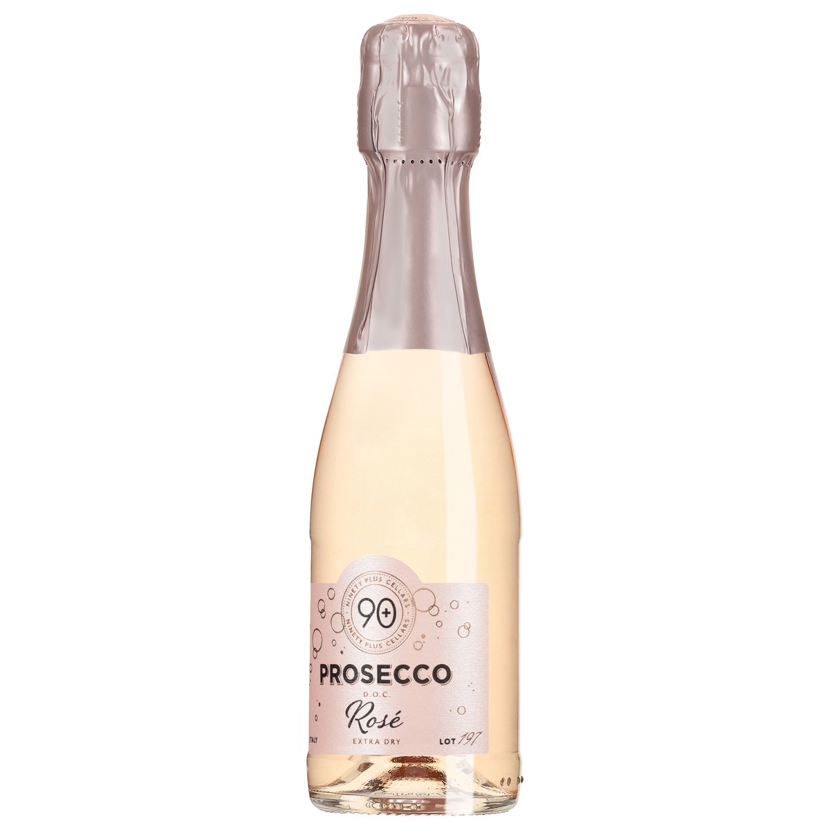 slide 9 of 11, 90+ Cellars Prosecco Rose (single), 187 ml