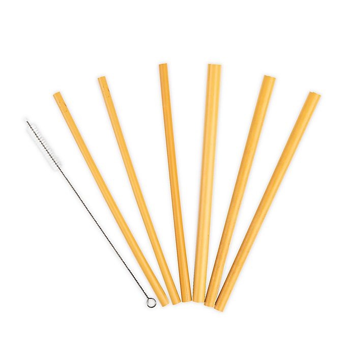 slide 1 of 1, Core Bamboo Bamboo Straws with Cleaning Brush Set), 7 ct