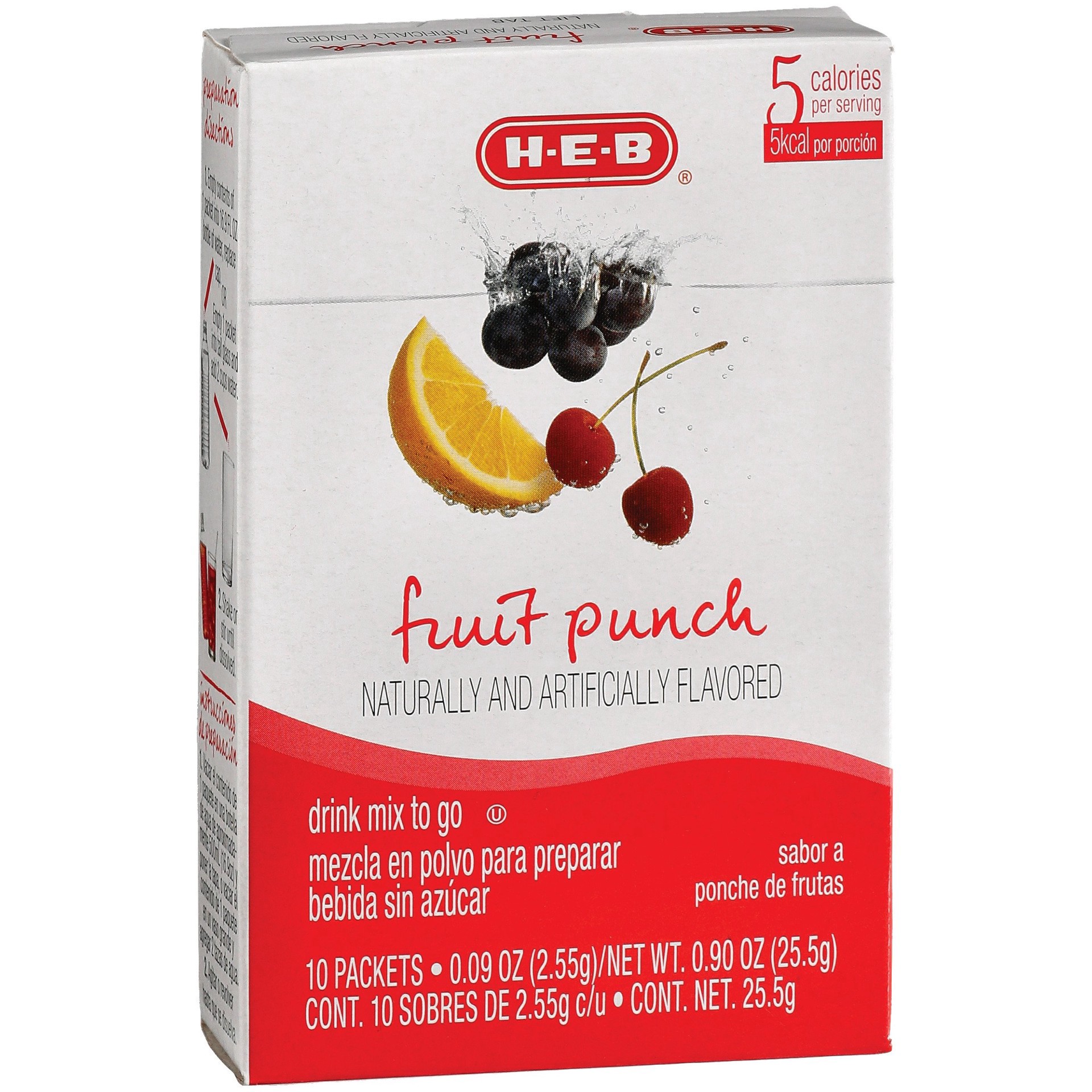 slide 1 of 1, H-E-B Drink Mix to Go Packets - Fruit Punch, 10 ct