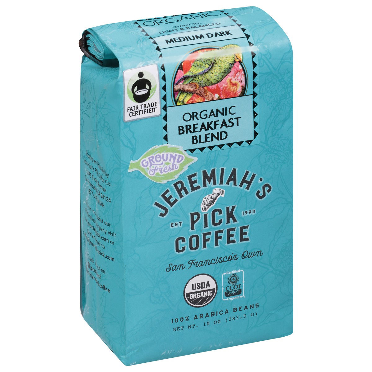 slide 8 of 9, Jeremiah's Pick Coffee Organic Medium Dark Ground Fresh Breakfast Blend Coffee - 10 oz, 10 oz
