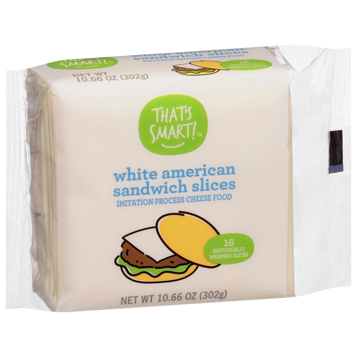 slide 3 of 4, That's Smart! White American Imitation Process Cheese Food Sandwich Slices, 10.66 oz