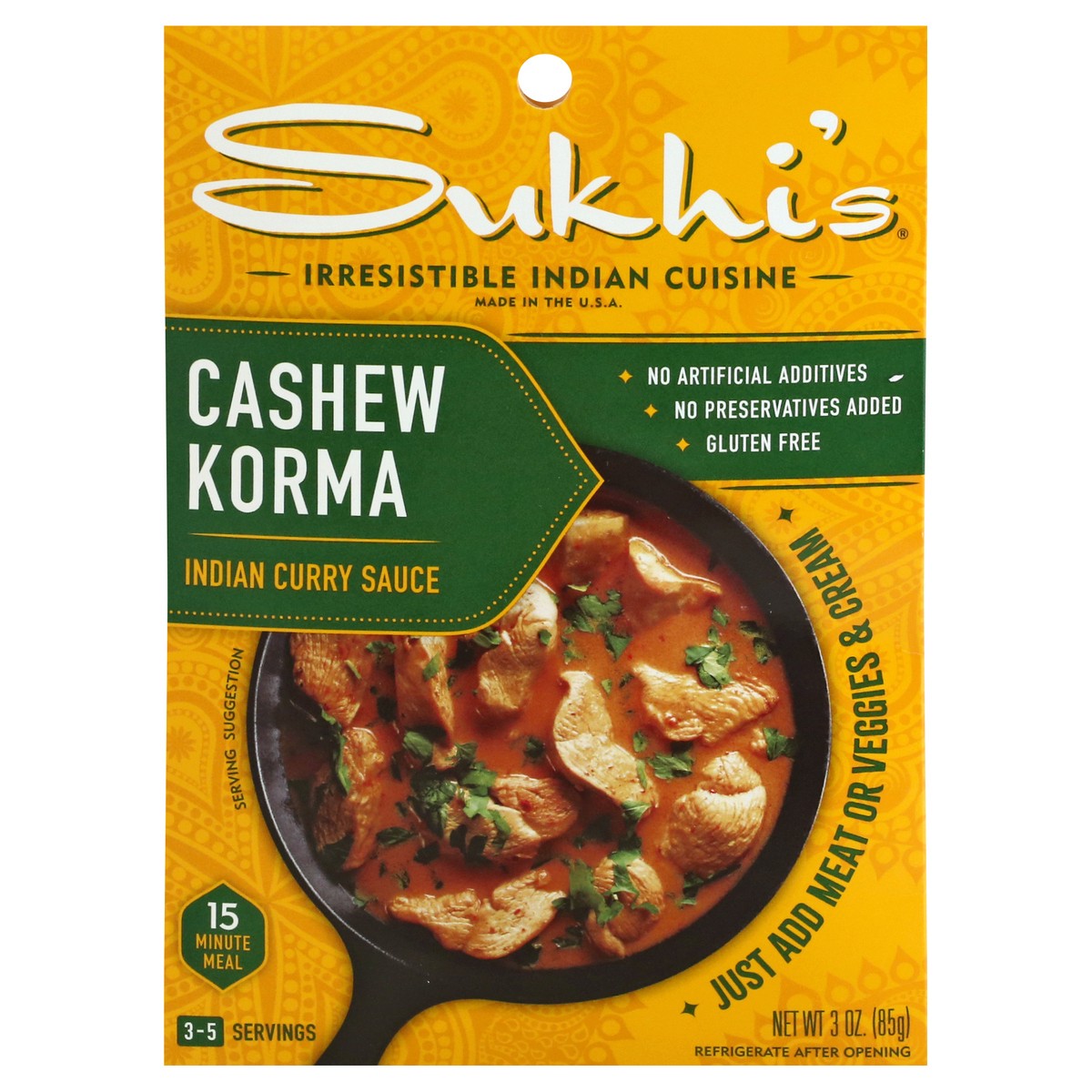 slide 1 of 12, Sukhi's Cashew Korma Indian Curry Sauce 3 oz, 3 oz