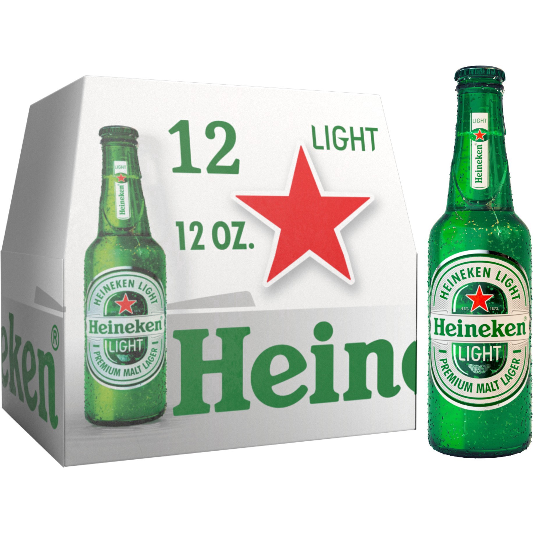 slide 2 of 25, Heineken Light Lager Beer, 12 Pack, 12 fl oz Bottles, 12 oz